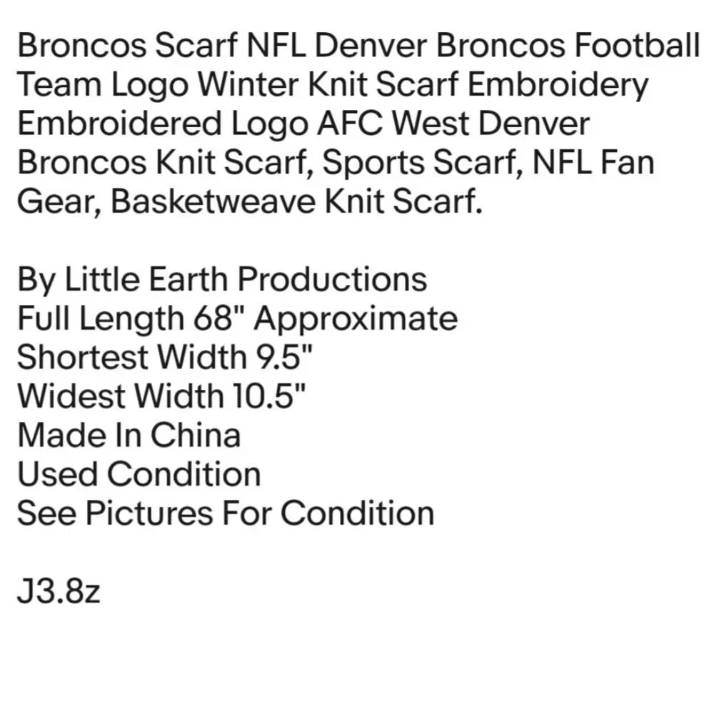 Broncos Scarf NFL Denver Broncos Football Team Logo Winter Knit Scarf Embroidery